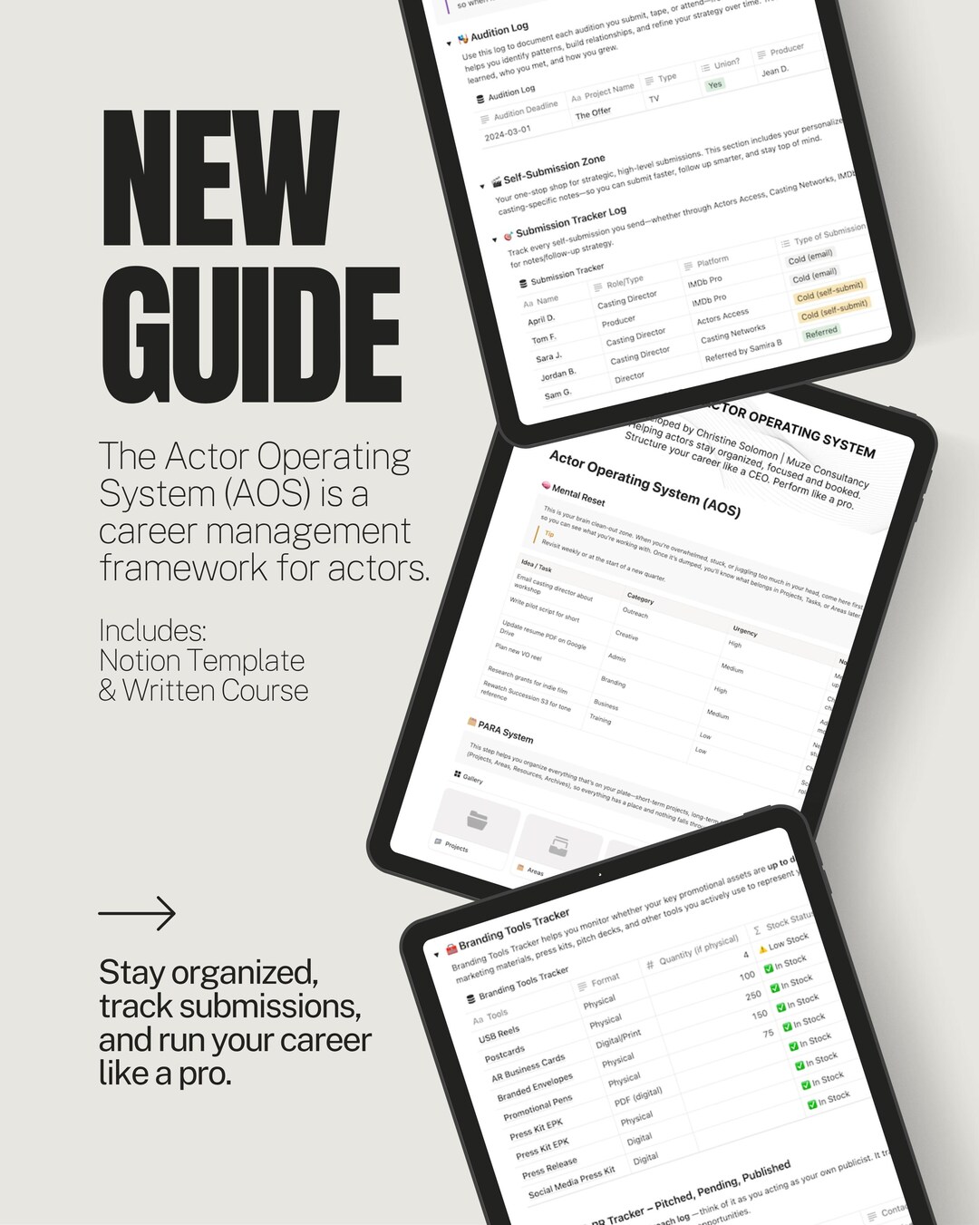 Actor Career Planner | Notion Template + Written Course | Digital ...