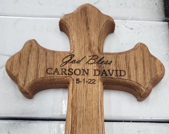 Oak Cross, Confirmation, Holy Communion, Personalized, Religious Gift