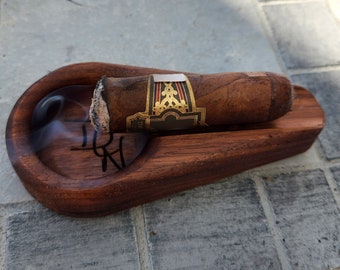 Walnut Cigar Ash Tray Pocket Size, monogram cigar ash tray, gift for men, groomsman gift, personalized wedding gift