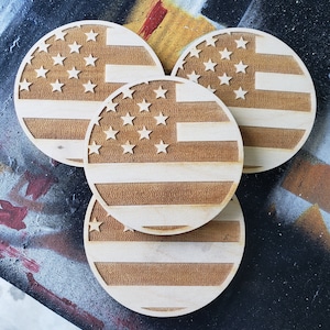 United States Flag Coaster Design, 4&quot; round, Door Hanger, SVG DXF AI , Digital File Only