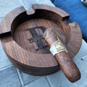 Walnut Cigar Ash Tray Deep Dish, monogram cigar ash tray, gift for men, groomsman gift, personalized wedding gift