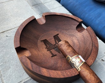 Walnut Cigar Ash Tray, 5 styles, monogram cigar ash tray, gift for men, groomsman gift, personalized wedding gift