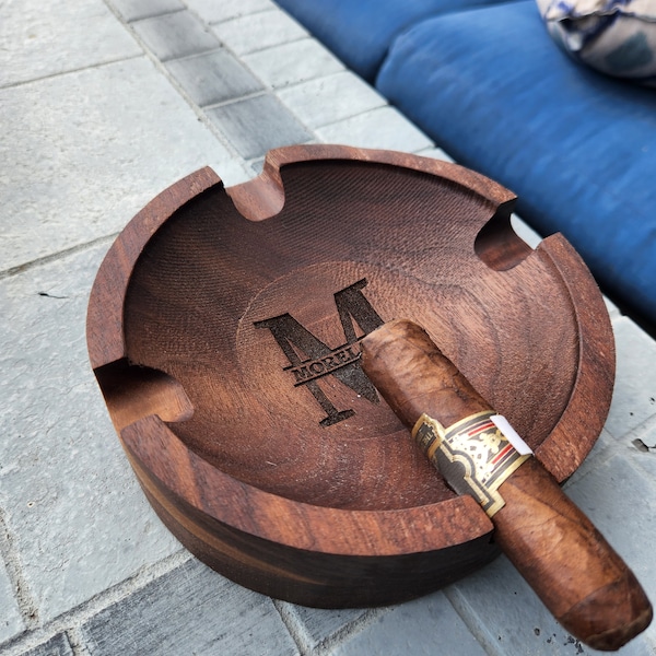 Walnut Cigar Ash Tray, 5 styles, monogram cigar ash tray, gift for men, groomsman gift, personalized wedding gift