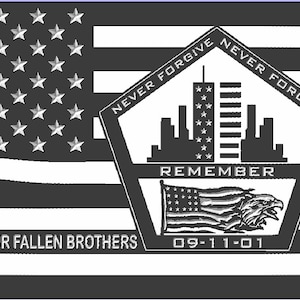 9/11 Remember Theme with Axe Flag Design, SVG DXF AI , Digital File Only