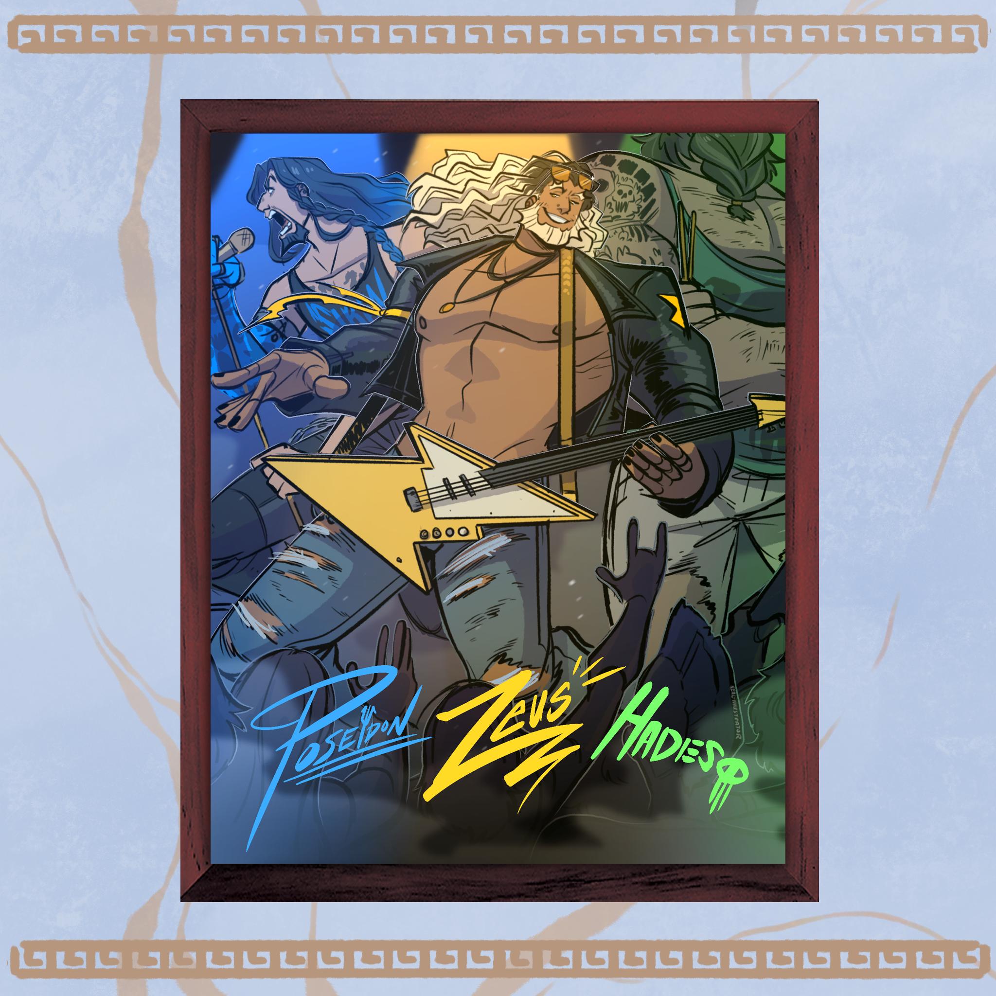 Natural Disaster Band- Zeus, Poseidon, Hades Rockstar 11x14 Print