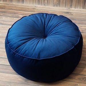 Custom velvet pouffe, large round footstool, living room decor,  light pouf for a children&#39;s room, velvet ottoman pouf,