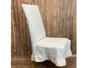 Farmhouse chair slipcovers 100% natural linen,  Custom chair covers, Farmhouse style slipcover, Dining chair slipcover