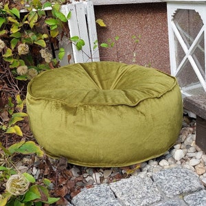 Cozy Velvet Pouf Round Floor Cushion for Living Room, Bedroom or Kids Room – Custom Handmade Ottoman Seat