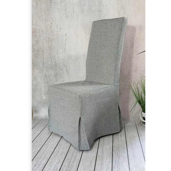 Dining chair slipcover, Parson chair long slipcover, handmade cover, 100% Handcrafted chair slipcover, Chair covers for dining chairs