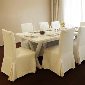 Custom linen chair cover, Long custom size chair covers set, 100% natural linen chair covers, farmhouse style chair covers