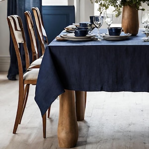 Stone washed pure linen tablecloth, Handmade natural linen tablecloth, Custom handmade linen table cloth, French linen tablecloth