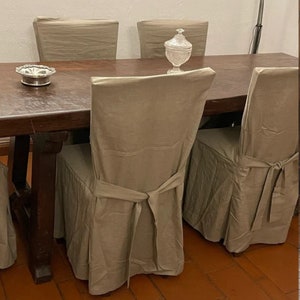 Linen chair cover, boho chair covers for dining room, chair covers for dining chairs, linen chair cushion, seat covers, furniture covers