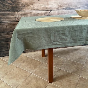 French Country Chic: Natural Linen Table Cover, Scandinavian & French Country Style Table
