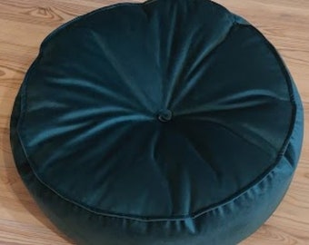 Velvet pouf ottoman,circle round ottoman, luxurious huge pouffe, XXL velvet pouf, velour pillow, floor pillow.