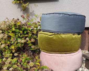 Pouf en velours fait main, oreiller de sol en velours, grand oreiller de méditation, coussin de sol pour enfants, meubles minimalistes, meubles faits à la main