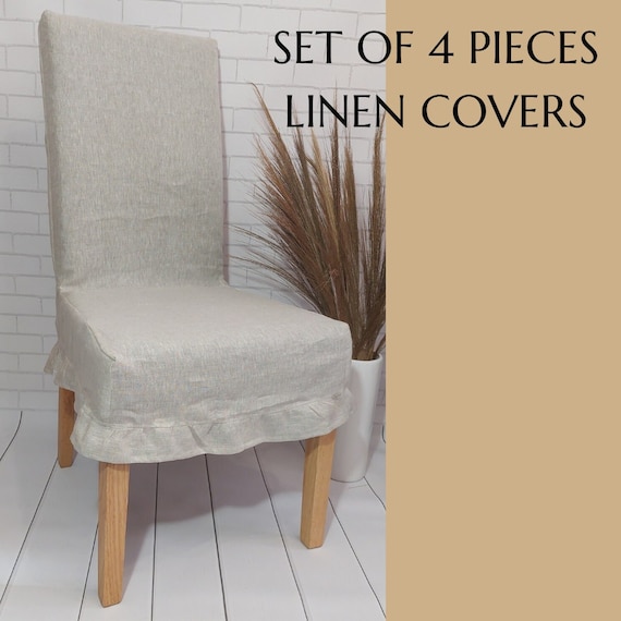 Set coperture per sedie in lino, copertura per sedia personalizzata, fodera  per sedia Parson, arredamento in stile cottage, arredamento per la casa in  fattoria Fodera per sedia Dine -  Italia