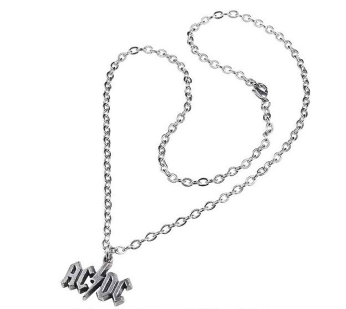 AC/DC Lightning Bolt Logo Pendant and Chain English Pewter - Etsy