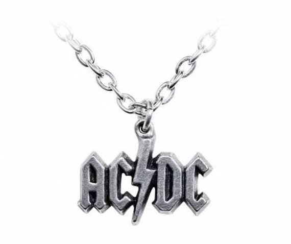 AC/DC Lightning Bolt Logo Pendant and Chain English Pewter - Etsy