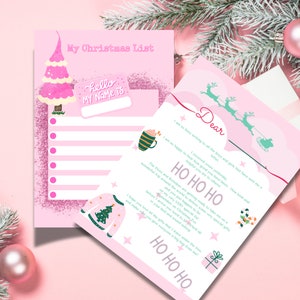 Weihnachtswunschliste und Brief von Santa Pack für Mädchen - Printable Digital Download | Nikolaus Brief & Wunschliste | Sofort Download