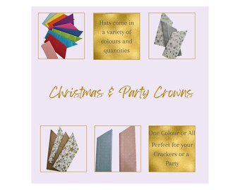 Christmas Crown Paper Hats ,Christmas Cracker Fillings, Paper hats, Bonbon fillings, Christmas treats for Crackers,  Christmas Party Hats,