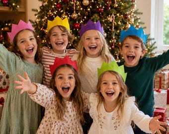 Weihnachts-Cracker-Papierhüte: Bonbonfüllung, Gastgeschenke (6er-Pack)