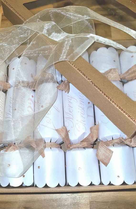 Luxury Christmas Crackers: Rose Gold, Personalized BonBons, Affirmation Crystal