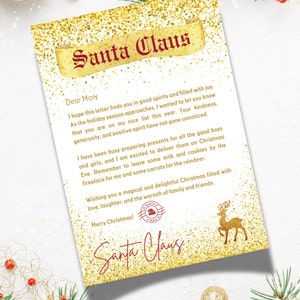 Brief van de kerstman - gepersonaliseerde digitale download | Kerstmanbrief voor kinderen | Aangepaste kerstbrief | Direct downloaden