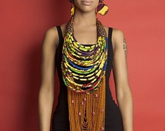 Bead and Fabric Statement Necklace