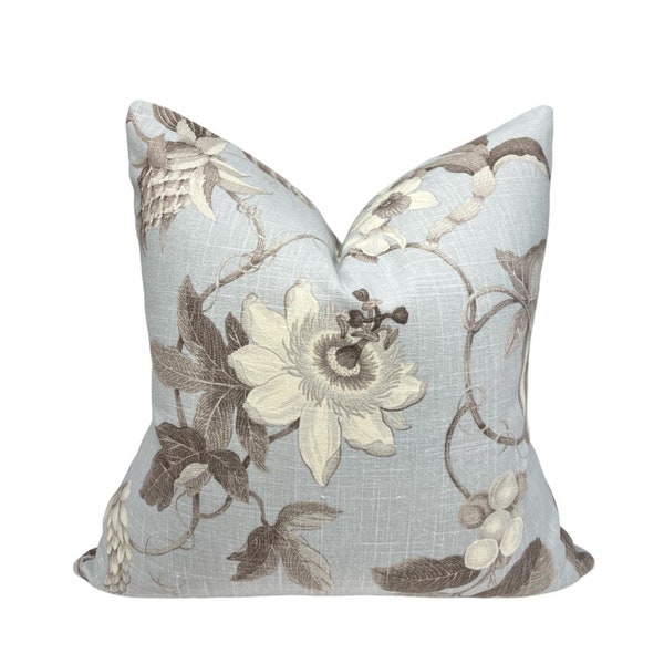 Earthy floral on light grey Pillow Cover