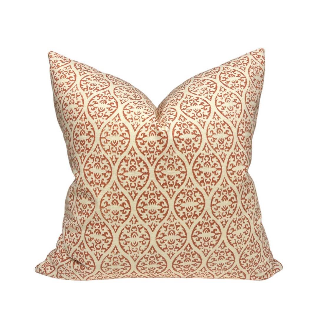 Burnt Red Block Print Pillow Cover - Etsy