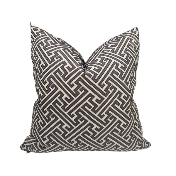 Grey Greek key Pillow Cover | Grey Geometric | Lumbar | 12x22 18x18 20x20 22x22