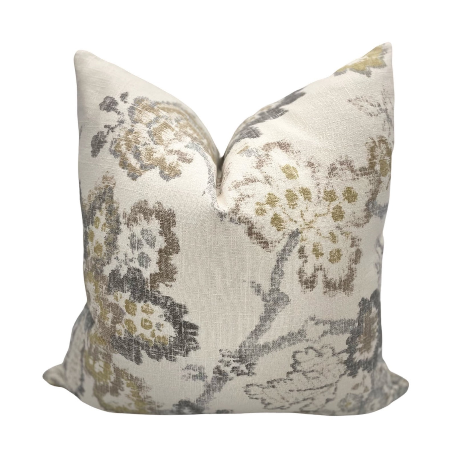 Grey Floral Linen Pillow Cover Neutral Color Pillow Grey Etsy