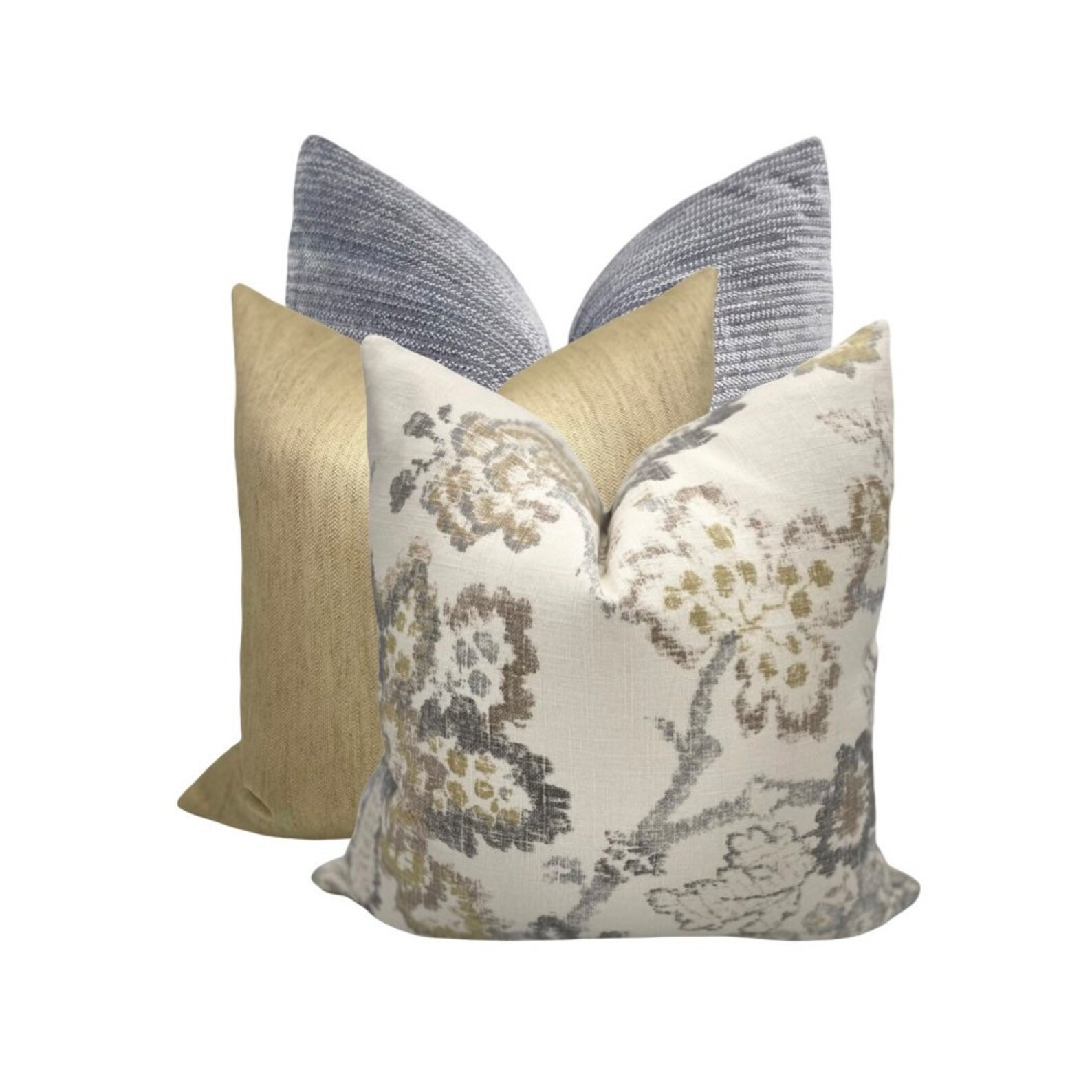 Grey Floral Linen Pillow Cover Neutral Color Pillow Grey Etsy