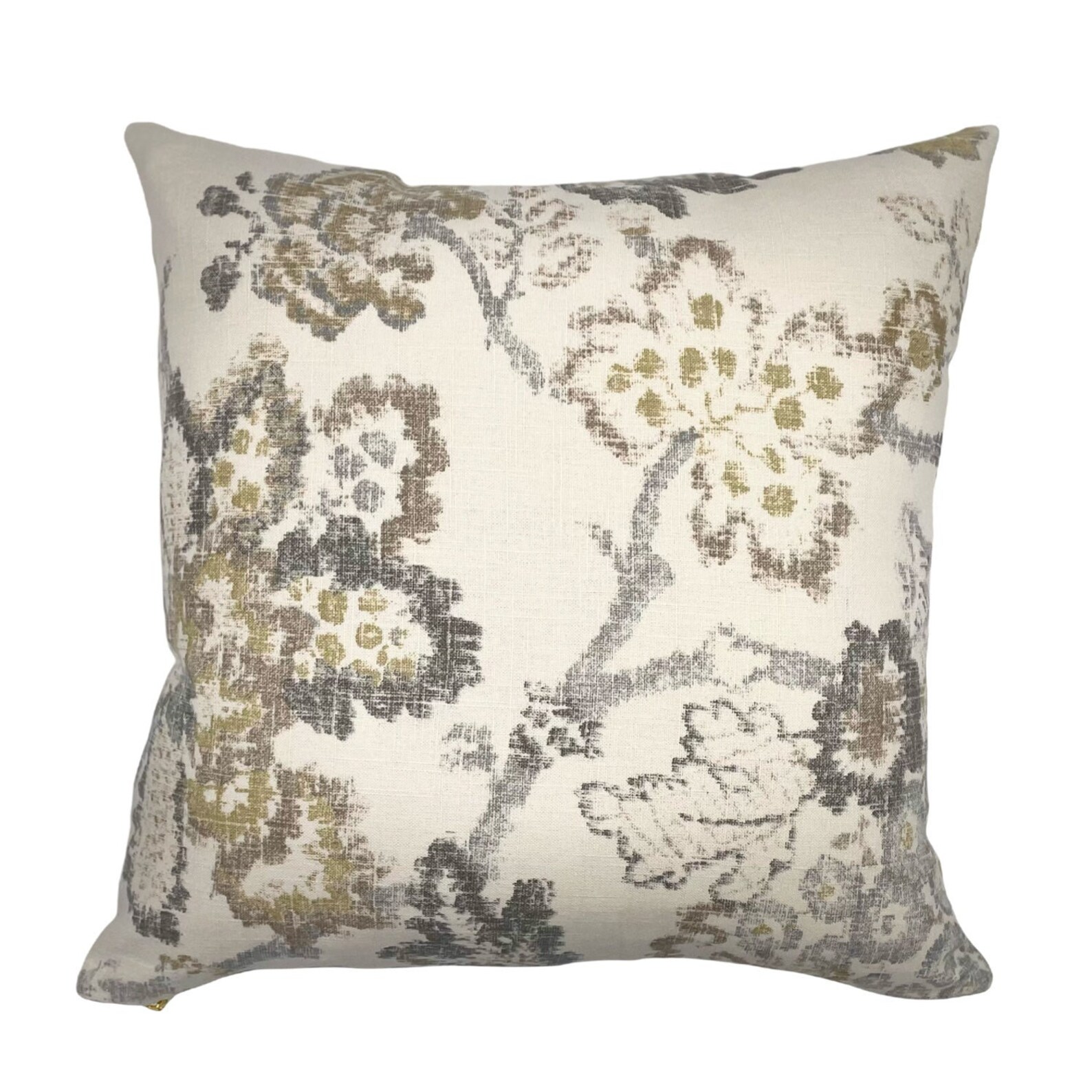 Grey Floral Linen Pillow Cover Neutral Color Pillow Grey Etsy