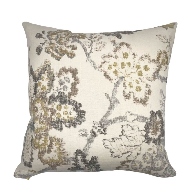 Grey Floral Linen Pillow Cover Neutral Color Pillow Grey - Etsy