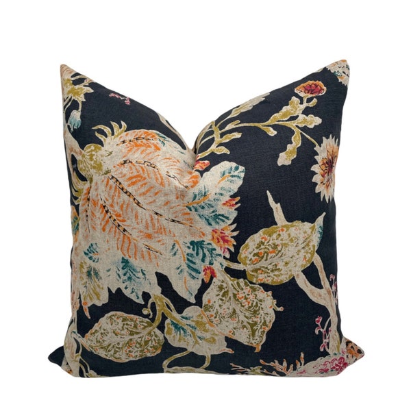 Black Floral Pillow Cover Etsy