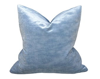 Ice Blue Velvet Pillow Cover | Blue Velvet Pillow Cover | Velvet Throw Pillow | Couch Pillow | Lumbar