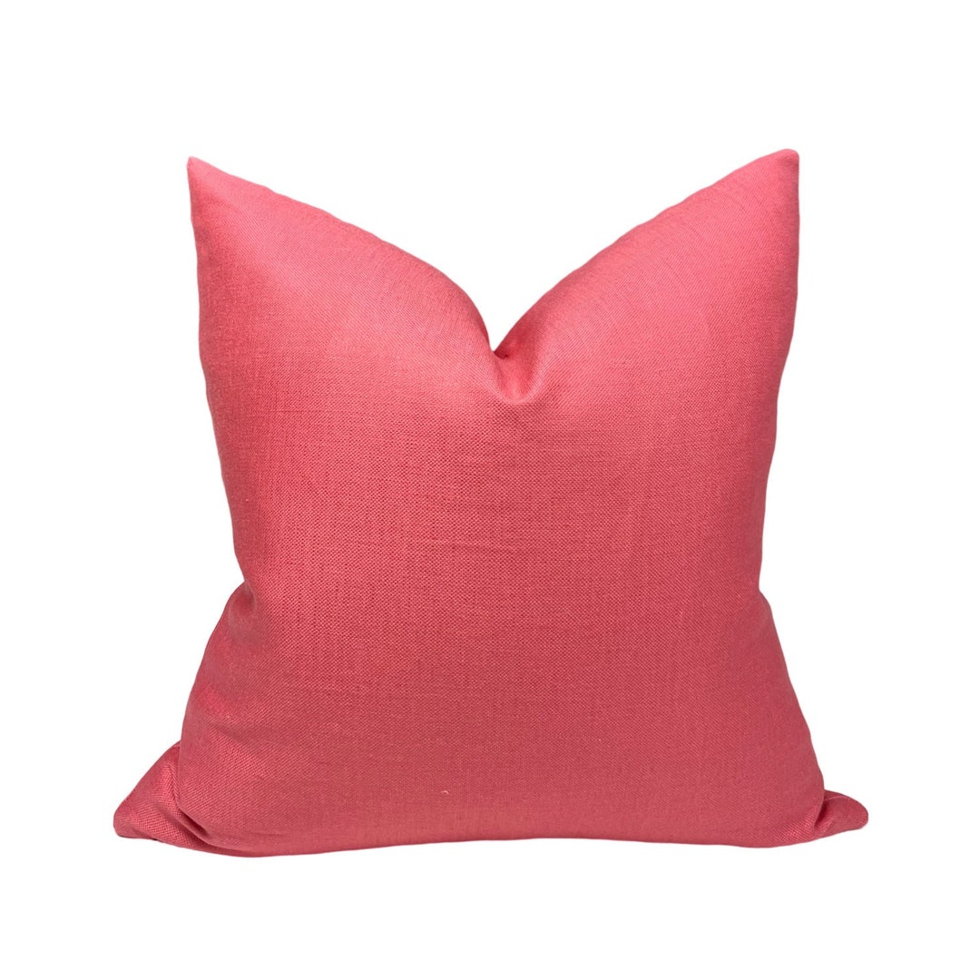Coral Pink Linen Pillow Cover Etsy