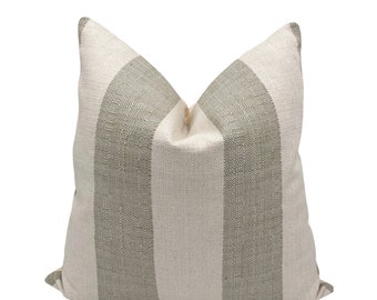 Green Stripe Tweed Pillow Cover: Boho Euro Sham, Lumbar