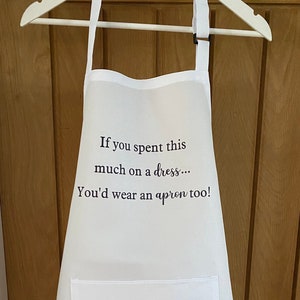 Personalised Wedding Breakfast Apron, First meal as Mrs, Messy Bride White, Bib, Protect Expensive Wedding Dress, Humour Funny Wedding Gift