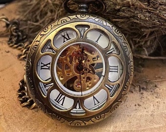 personalized skeleton pocket watch