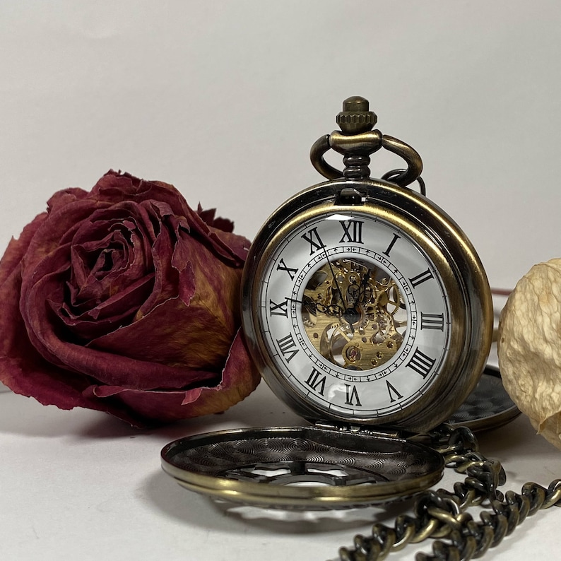 Vintage Style Pocket Watch Engraved Pocket Watch Personalized Pocket Watch Mother's Day Gift Anniversary Wedding Gift Birthday Gift image 2