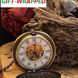 Vintage Style Pocket Watch, Personalized Pocket Watch, Engraved / Customized Pocket Watch, Anniversary gift, Wedding Gift, Fayher&#39;s Day Gift