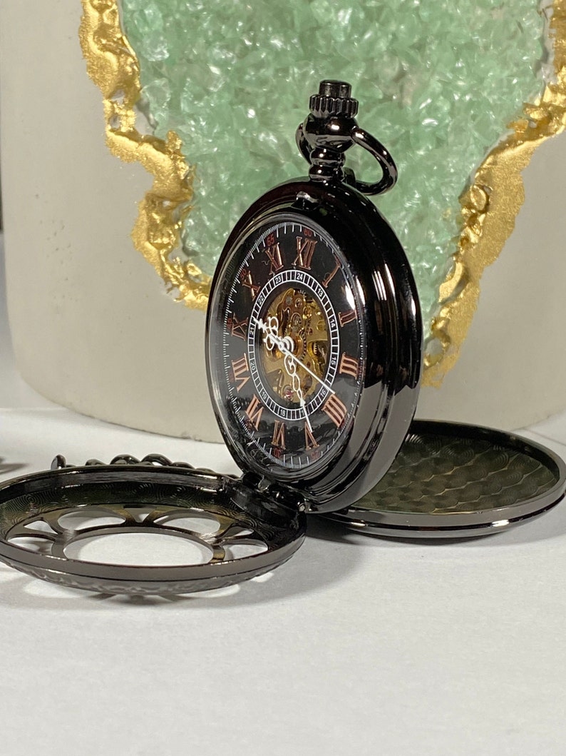 Vintage Style Pocket Watch, Engraved Pocket Watch, Customized Pocket Watch, Groomsman Gift, Wedding Gift, Gift for Father, Birthday Day image 2