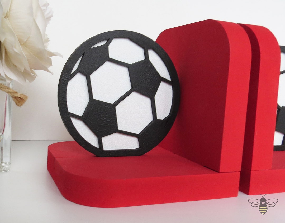 Football Wooden Bookends Pair Sports Reading Books Wooden Etsy