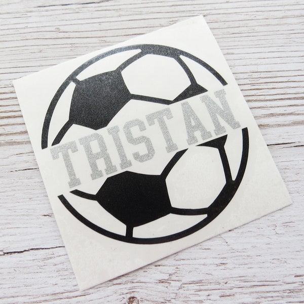 Custom Name Football Soccer Ball Vinyl Decal Sticker | Sports | Water Bottle, Laptop, Car, Wall Stickers