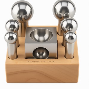 2 1/2&quot; Square Dapping block & 6 punch set w/stand.