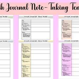 Research Journal Note-taking Template| Printable Note-taking Template ...