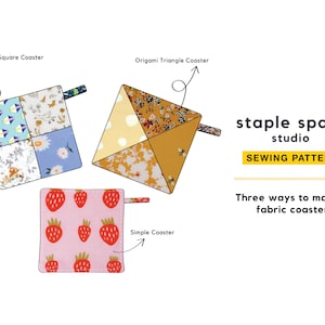3 Fabric Coasters | 3-in-1 Digital PDF Sewing Pattern Pack | Beginner friendly sewing pattern | ONE SIZE | Instant Download