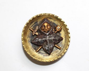 Antique Brass Knight Button “The Crusader” 1 3/8”